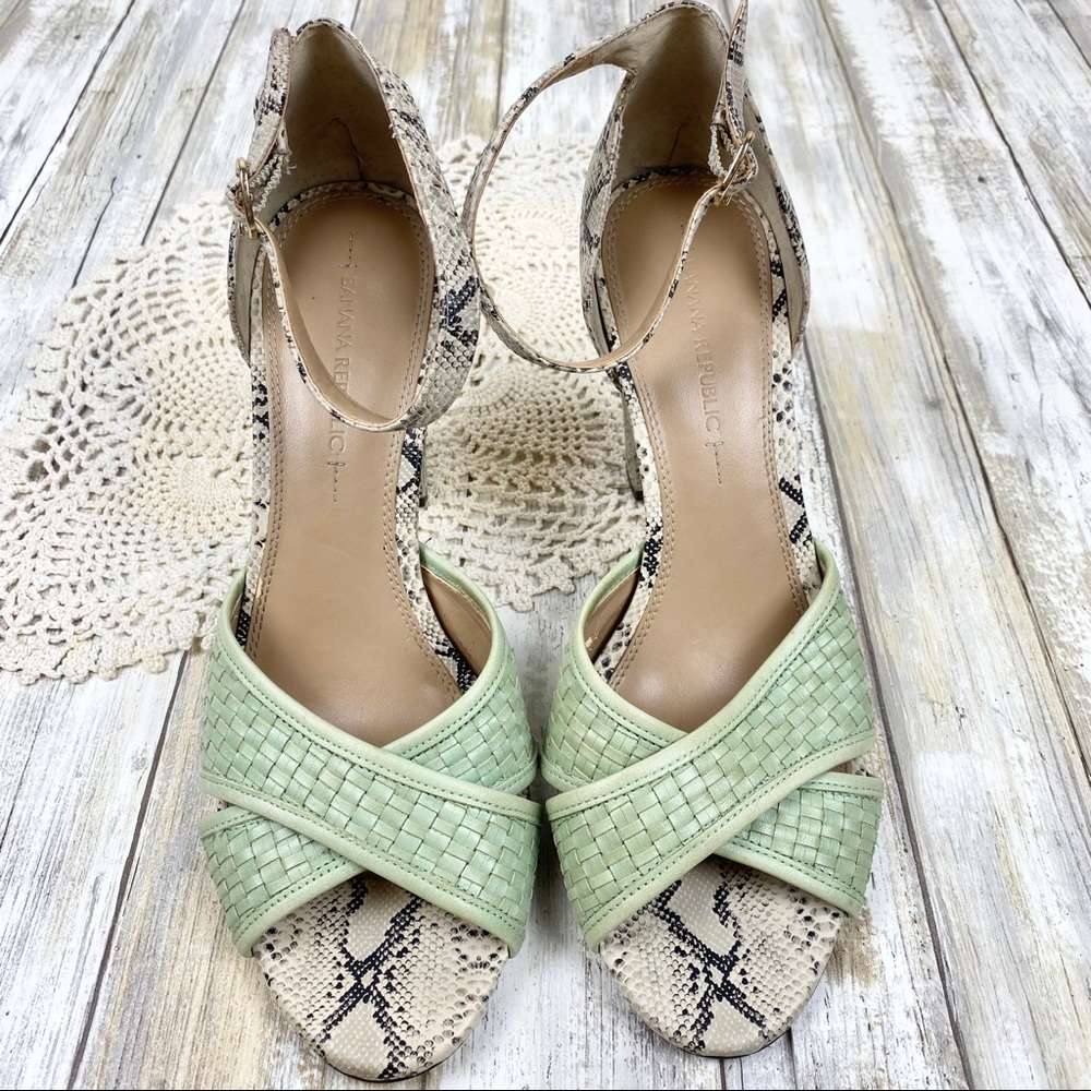 Banana Republic | Mint Green & Snake Print Sandal - Picture 3 of 8